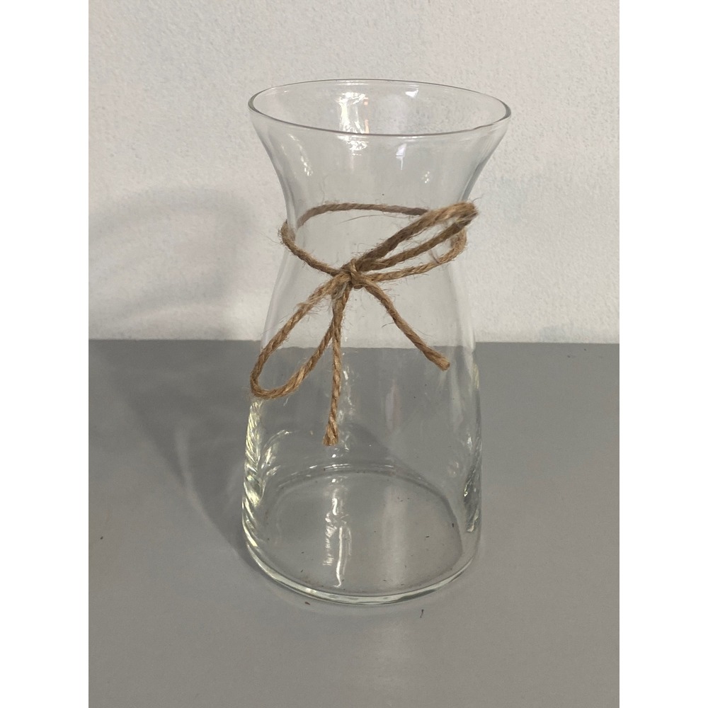Clear‎ Glass Bud Vase Twine Bow Rustic Farmhouse Small Table Decor